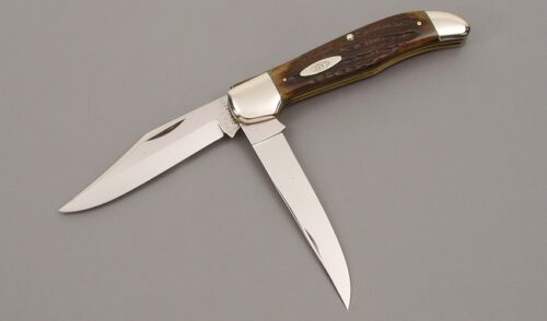 Case Cutlery Large Folding Hunter with Jigged Bone Scales handle material - Obverse Side - Item #KLC09888