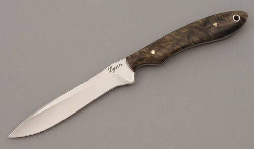 Lynn Dawson Hunter with Buckeye Burl Handle Scales handle material - Obverse Side - Item #KLC09889