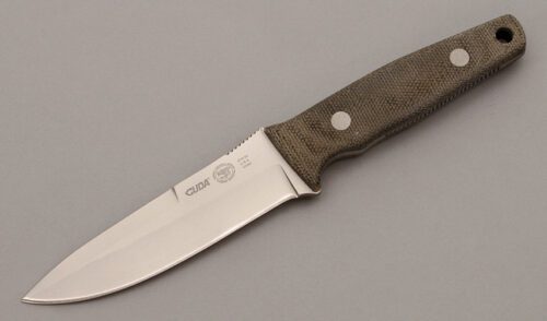 Camillus Cutlery Cuda CQB2 with Green Canvas Micarta handle material - Obverse Side - Item #KLC09890