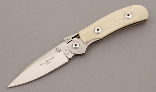 A.G. Russell K87C One Hand Knife with Giraffe Bone Scales handle material - Obverse Side - Item #KLC09900