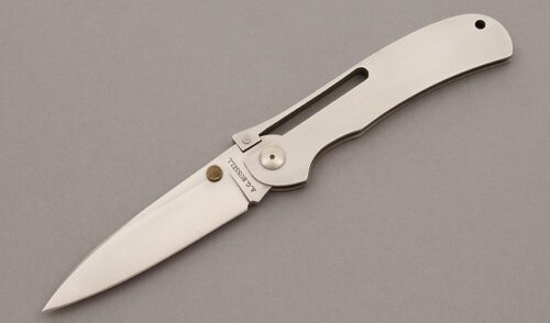 A.G. Russell K87C One Hand Folder with Stainless Steel Frame handle material - Obverse Side - Item #KLC09901