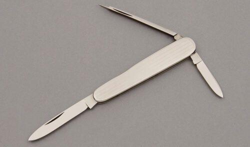 Hen & Rooster Lobster Pen Knife with Stainless Steel Handles handle material - Obverse Side - Item #KLC09908