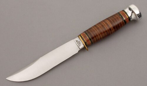 Marble's Knives Old Expert with Stacked Leather Handle handle material - Obverse Side - Item #KLC09914