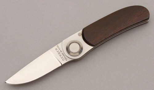 Gerber Knives Paul 2PW Folder with Cocobolo Wood Handles handle material - Obverse Side - Item #KLC09918