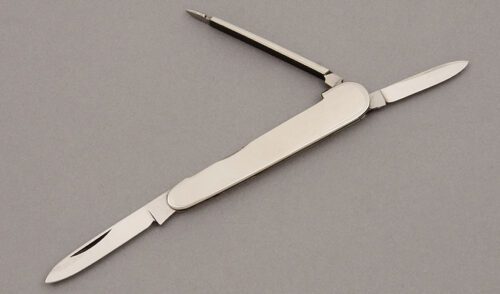 Hen & Rooster Lobster Pen Knife with Stainless Steel Handles handle material - Obverse Side - Item #KLC09923