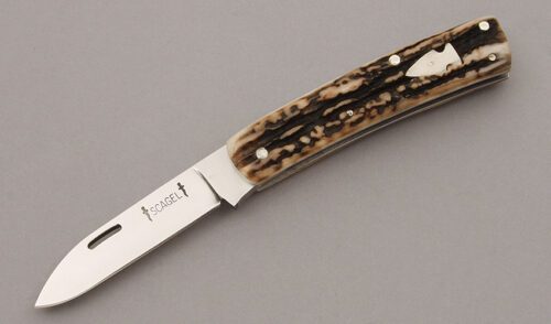 Northwoods Knives Scagel Slip Joint Folder with Stag Handle Scales handle material - Obverse Side - Item #KLC09937