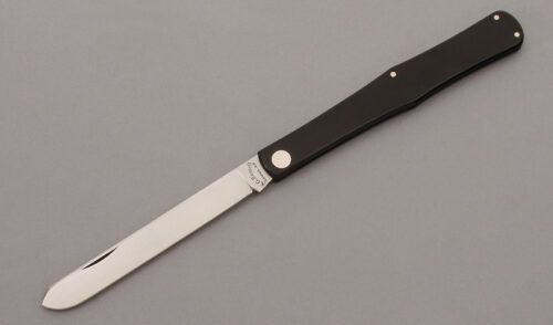A.G. Russell Airweight Fruit Knife with Black Rucarta Handle Scales handle material - Obverse Side - Item #KLC09946