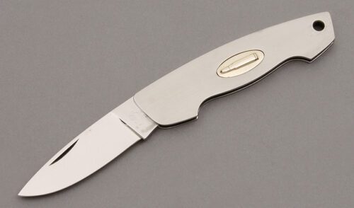 Hen & Rooster CM-9 .300 Savage Canoe with Stainless Steel Frame handle material - Obverse Side - Item #KLC09957
