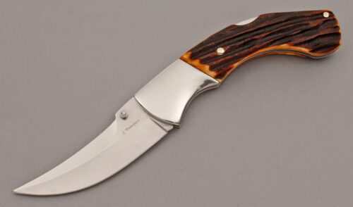 Jim Thompson Large Persian Style Folder with Brown Jigged Bone handle material - Obverse Side - Item #KLC09963