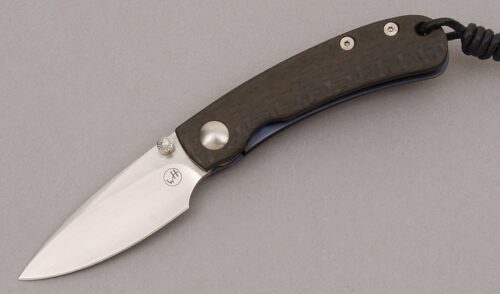 William Henry Knives T09 Kestrel Linerlock with Carbon Fiber Frame handle material - Obverse Side - Item #KLC09974