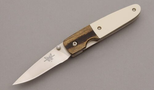 Benchmade Knives 850 Mel Pardue Linerlock with Ivory Micarta handle material - Obverse Side - Item #KLC09976