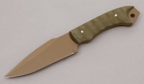 Brian Avila Tactical with Green Machined G-10 Scales handle material - Obverse Side - Item #KLC10001