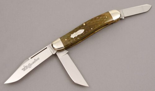 Case Cutlery 6340 Classics Stockman with Green Jigged Bone Scales handle material - Obverse Side - Item #KLC10005