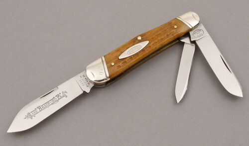 Case Cutlery 63046 Bradford Whittler with Gold Jigged Bone Scales handle material - Obverse Side - Item #KLC10006