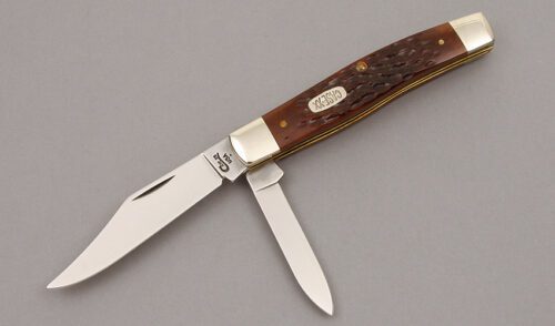 Case Cutlery 6292 Texas Jack Knife with Brown Jigged Bone Scales handle material - Obverse Side - Item #KLC10009