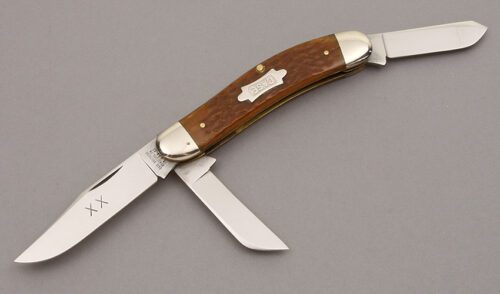 Case Cutlery Classics 63039 Sowbelly with Rogers Brown Jigged Bone handle material - Obverse Side - Item #KLC10015