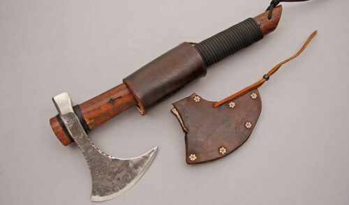 Mark McCoun Camp Axe/Tactical Tomahawk with Charred Hickory Handle handle material - Obverse Side - Item #KLC10022