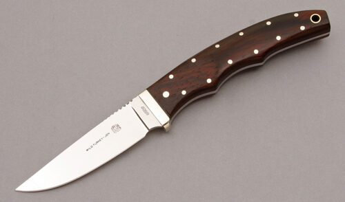 Hiro Knives Small Hunter with Cocobolo Wood Handle Scales handle material - Obverse Side - Item #KLC10043