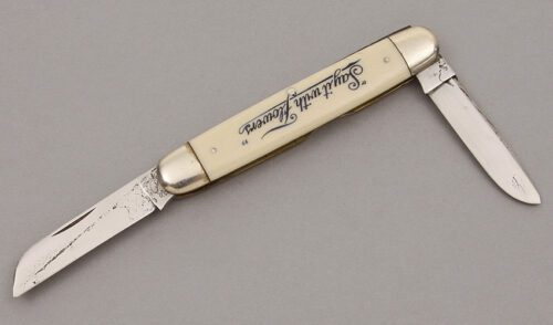 Remington UMC Two Blade Florist Knife with French Celluloid Handles handle material - Obverse Side - Item #KLC10048