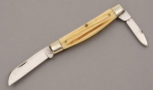 Queen Cutlery Large Two Blade Congress with Bone Stag Handle Scales handle material - Obverse Side - Item #KLC10056