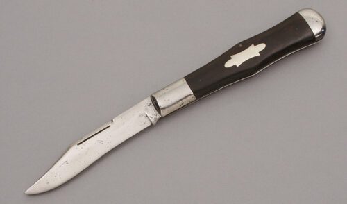 Unknown Maker Large Coke Bottle Folder with Ebony Wood Handle Scales handle material - Obverse Side - Item #KLC10060