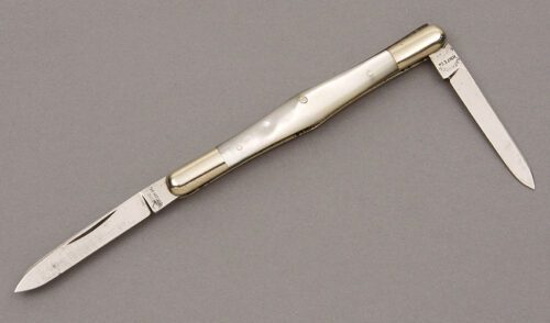 Napanoch Knife Co. Swell Center Ballon Pen Knife with Mother of Pearl Scales handle material - Obverse Side - Item #KLC10064