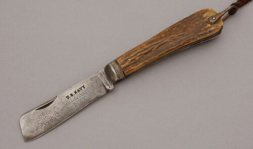 Alfred Williams Co. U.S. Navy Rope Knife with Stag Handle Scales handle material - Obverse Side - Item #KLC10068