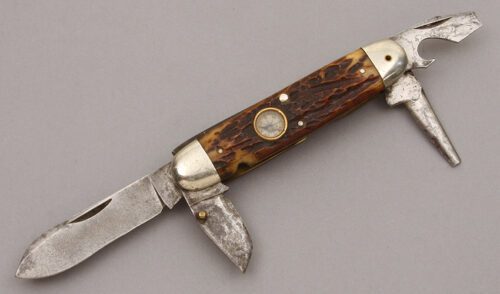 Cattaraugus Cutlery Camp Knife with Jigged Bone Scales handle material - Obverse Side - Item #KLC10070