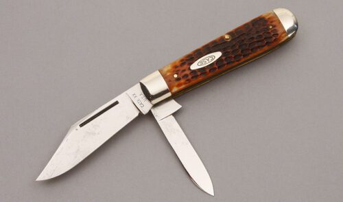 Case Cutlery 6231 1/2 Two Blade Jack with Apaloosa Jigged Bone Scales handle material - Obverse Side - Item #KLC10075
