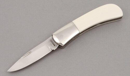 Kim Breed Slip Joint Folder with Antique Elephant Ivory Scales handle material - Obverse Side - Item #KLC10089