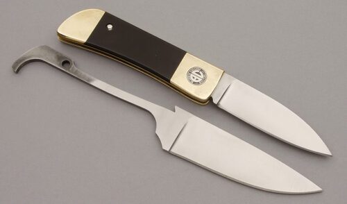 Blackie Collins Knives Deuce Interchangeable Knife with Brass Frame handle material - Obverse Side - Item #KLC10099
