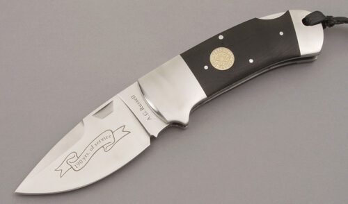A.G. Russell 2013 Texas Ranger Beast with Ebony Rucarta Scales handle material - Obverse Side - Item #KLC10106