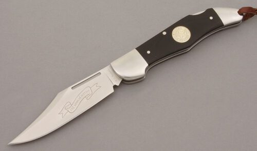 A.G. Russell 2015 Texas Ranger Lockback with Black G10 Scales handle material - Obverse Side - Item #KLC10107