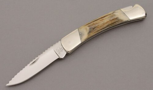 Buck Knives 501 Squire Lockback with Stag Handle Scales handle material - Obverse Side - Item #KLC10108