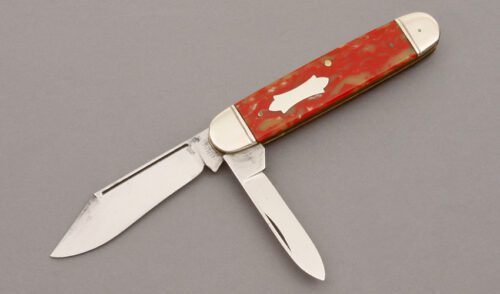 Shapleigh Knives Equal End Jack Knife with Red & Yellow Celluloid Scales handle material - Obverse Side - Item #KLC10109