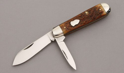 Cattaraugus Cutlery Two Blade Jack Knife with Jigged Bone Scales handle material - Obverse Side - Item #KLC10112