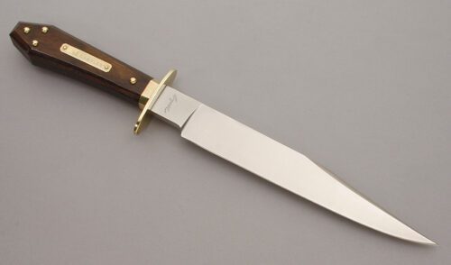 Ontario Knife Co. The Gambler Bagwell Bowie with Laminated Wood Handle handle material - Obverse Side - Item #KLC10118