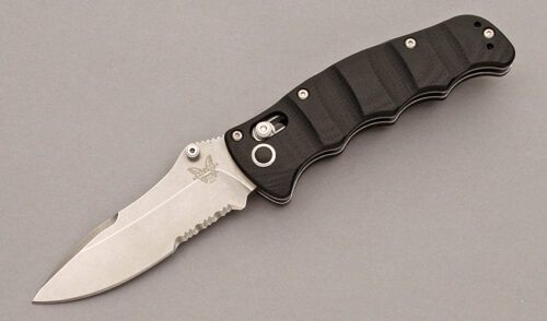 Benchmade Knives 484S Nakamura Axis Lock with Black Contoured G-10 Scales handle material - Obverse Side - Item #KLC10123
