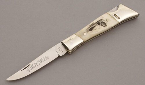 I-XL-Schrade Wostenholm Lockback Folder with Smooth White Bone Scales handle material - Obverse Side - Item #KLC10124