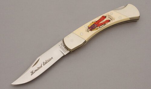 Schrade Cutlery Large Lockback with Ivory Delrin Handles handle material - Obverse Side - Item #KLC10125
