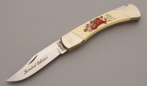 Schrade Cutlery Large Lockback Folder with Ivory Delrin Handles handle material - Obverse Side - Item #KLC10126