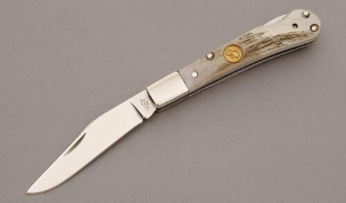 Canal Street Cutlery Trophy Series Lockback with White Tail Deer Antler handle material - Obverse Side - Item #KLC10143