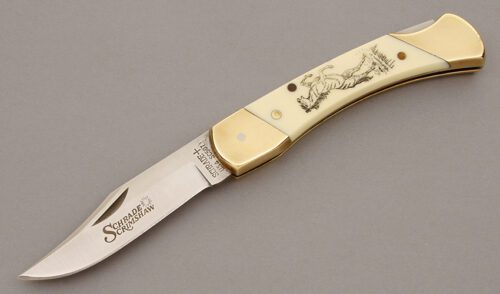 Schrade Cutlery SC507 Large Lockback Folder with Ivory Delrin Scales handle material - Obverse Side - Item #KLC10149