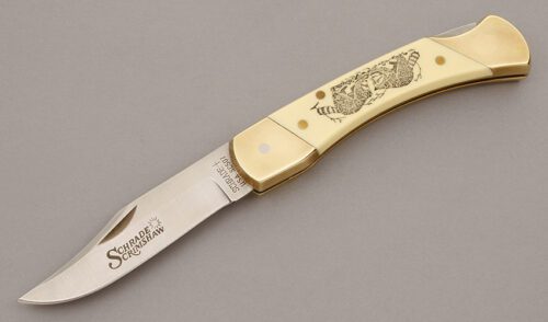 Schrade Cutlery SC507 Lockback Folder with Ivory Delrin Handles handle material - Obverse Side - Item #KLC10150