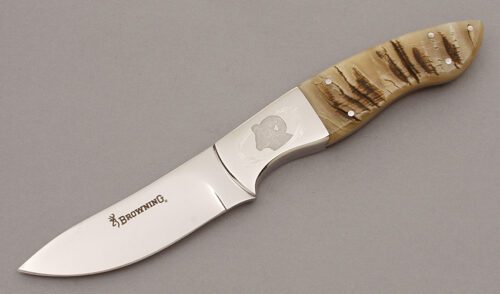 Browning Knives Rocky Mountain Bighorn Hunter with Sheep Horn Handle Scales handle material - Obverse Side - Item #KLC10153