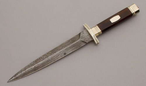 Unknown Maker Boot Dagger with Cocobolo Wood Handle handle material - Obverse Side - Item #KLC10156
