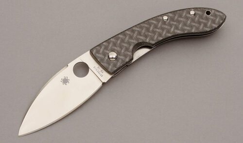 Spyderco Knives C65CFP Bob Lum Chinese Folder with Nishigun Carbon Fiber Scales handle material - Obverse Side - Item #KLC10159