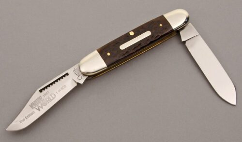 Cripple Creek Double End Trapper with Brown Jigged Bone Scales handle material - Obverse Side - Item #KLC10162