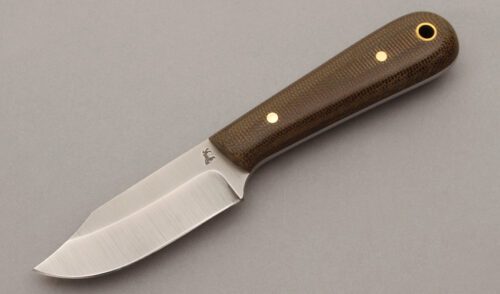 Blind Horse Knives Frontier Trapper with Green Canvas Micarta handle material - Obverse Side - Item #KLC10165