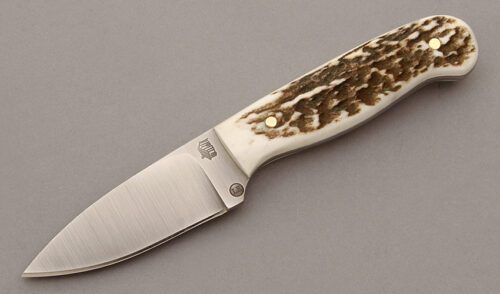 L.T. Wright Patriot EDC Knife with Stag Handle Scales handle material - Obverse Side - Item #KLC10166